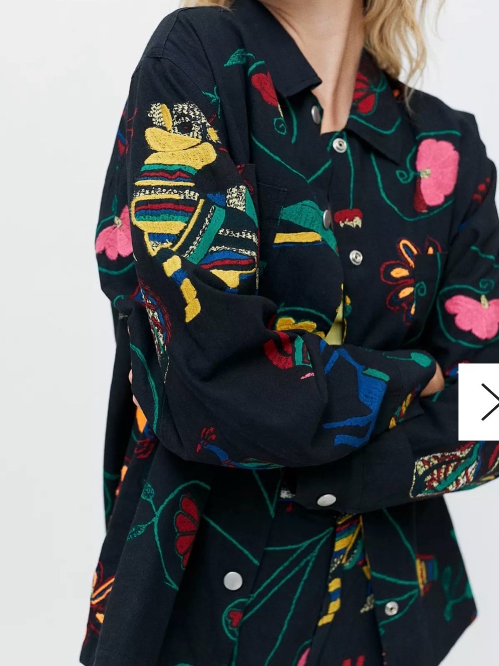BDG Black Floral Embroidered Utility Jacket